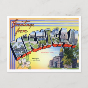 Michigan Vintage Große Buchstaben Postkarte