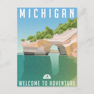 Michigan Vintage Travel zerstört Grüße von Postkarte