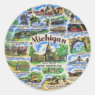 Michigan Wahrzeichen Runder Aufkleber
