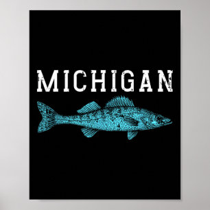Michigan Walleye-Angler Fischer Mittlerer Westen Poster
