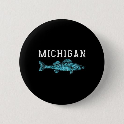 Michigan Walleye Fishing Fisherman Angler Midwest Button (Vorderseite)
