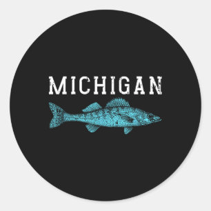 Michigan Walleye Fishing Fisherman Angler Midwest Runder Aufkleber