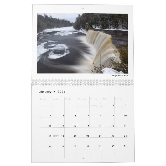Michigan Waterfalls Calendar Kalender (Jan 2026)