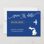 Michigan Wedding Save the Date Card, Map Magneteinladung (Vorderseite)