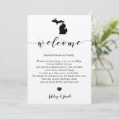 Michigan Wedding Welcome Letter & Itinerary Card Programm (Stehend Vorderseite)