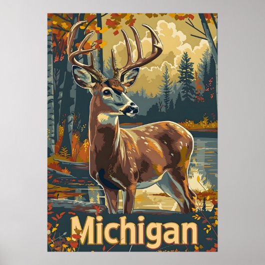 Michigan Weißschwanzhirsche Poster (Vorne)