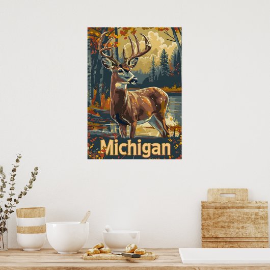 Michigan Weißschwanzhirsche Poster (Küche)
