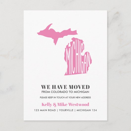 MICHIGAN Wir haben neue Adresse Neue Zuhause Postc Postkarte (Vorderseite)