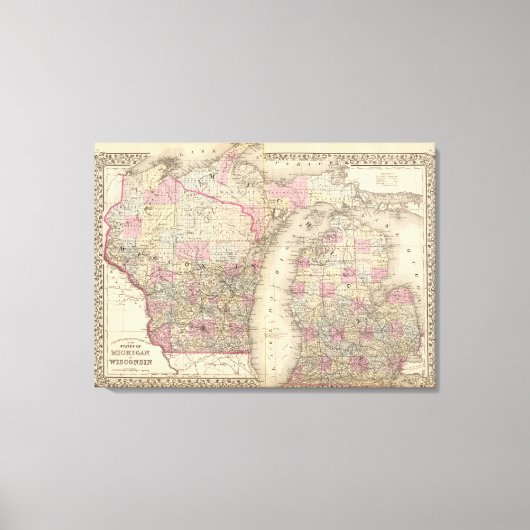 Michigan, Wisconsin Leinwanddruck (Vorderseite)