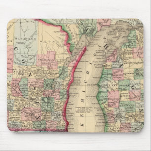 Michigan, Wisconsin Map von Mitchell Mousepad