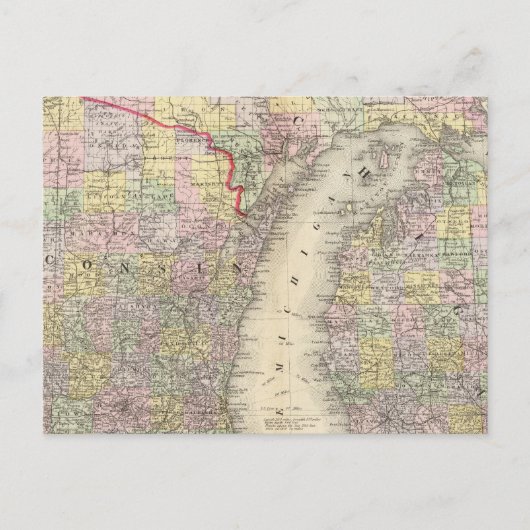 Michigan, Wisconsin Postkarte (Vorderseite)