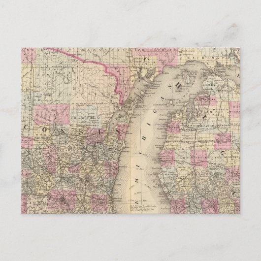 Michigan, Wisconsin Postkarte (Vorderseite)