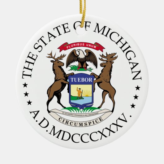 Michigan-Zeichen Keramik Ornament (Vorne)