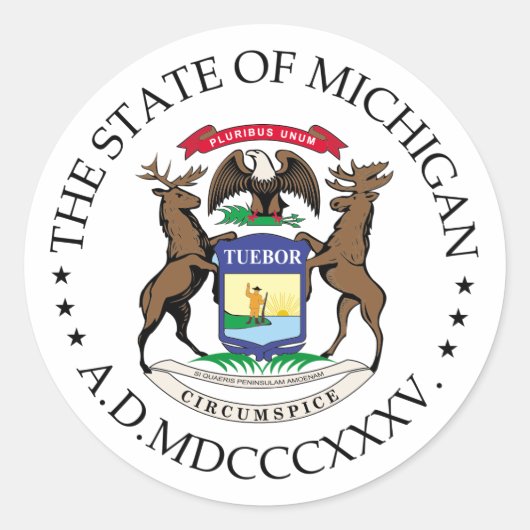 Michigan-Zeichen Runder Aufkleber (Vorderseite)