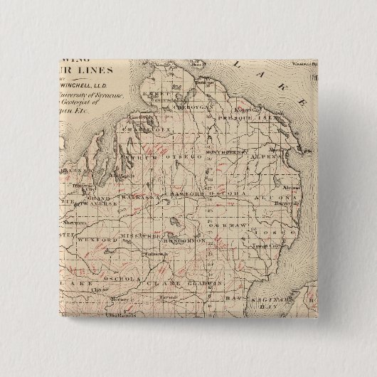 Michigan zeigt Konturlinien Button (Vorderseite)