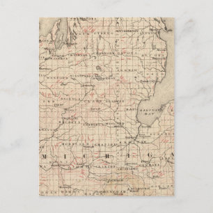 Michigan zeigt Konturlinien Postkarte