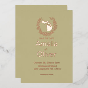 Michigan Zielort Hochzeit   Folieneinladung