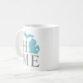 Michigan Zuhause Aqua Blue Custom City Herz Kaffeetasse (Vorderseite Links)