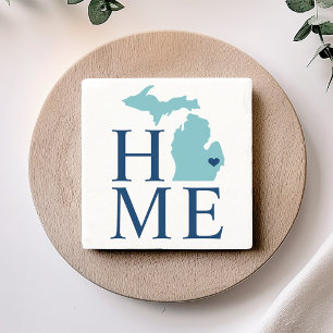 Michigan Zuhause Aqua Navy Blau Benutzerdefinierte Steinuntersetzer