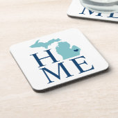 Michigan Zuhause Aqua Navy Blue Custom City Heart Getränkeuntersetzer (Linke Seite)