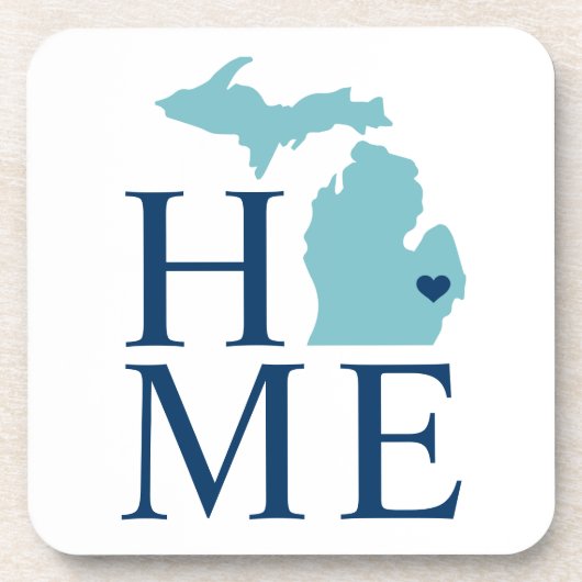 Michigan Zuhause Aqua Navy Blue Custom City Heart Getränkeuntersetzer (Vorderseite)