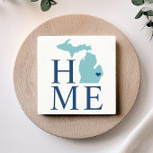 Michigan Zuhause Aqua Navy Blue Custom City Heart Steinuntersetzer