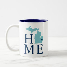 Michigan Zuhause Aqua Navy Blue Custom City Heart Zweifarbige Tasse