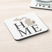 Michigan Zuhause Beige und Grau City Heart Getränkeuntersetzer (Linke Seite)
