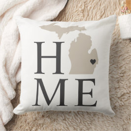 Michigan Zuhause Beige und Grau City Heart Kissen