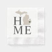 Michigan Zuhause Beige und Grau City Heart Serviette (Vorderseite)