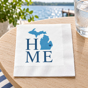 Michigan Zuhause Blau und Navy Custom Stadt Herz Serviette