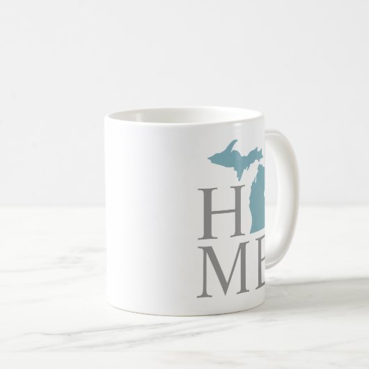 Michigan Zuhause Blue Gray Custom City Heart Kaffeetasse (VorderseiteRechts)
