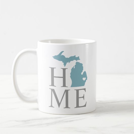 Michigan Zuhause Blue Gray Custom City Heart Kaffeetasse (Links)