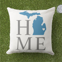 Michigan Zuhause Blue und Grau Custom City Heart Kissen