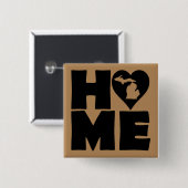 Michigan Zuhause Heart Staat Button Abzeichen Butt (Vorne & Hinten)