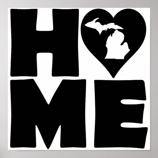 Michigan Zuhause Heart Staat Poster Sign (Vorne)