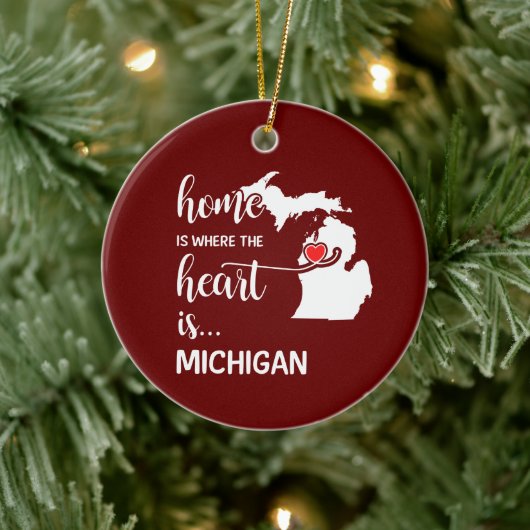 Michigan Zuhause ist das Herz Keramik Ornament (Baum)