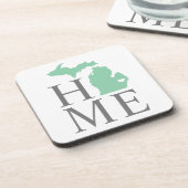Michigan Zuhause Mint Green Custom City Heart Getränkeuntersetzer (Linke Seite)
