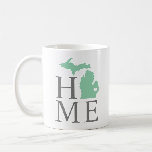 Michigan Zuhause Mint Green Custom City Heart Kaffeetasse (Links)