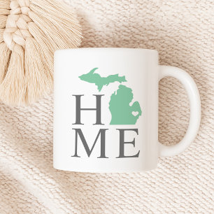 Michigan Zuhause Mint Green Custom City Heart Kaffeetasse
