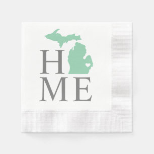 Michigan Zuhause Mint Green Custom City Heart Serviette