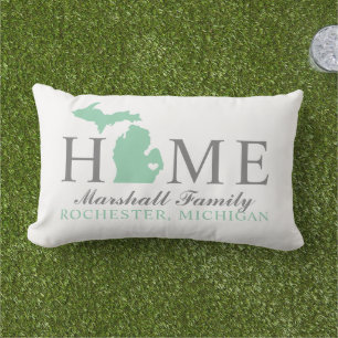 Michigan Zuhause Mint Green Custom Family Monogram Kissen Für Draußen