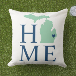 Michigan Zuhause Mint und Navy Blue Custom City He Kissen