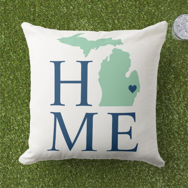 Michigan Zuhause Mint und Navy Blue Custom City He Kissen (Gras)