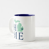 Michigan Zuhause Mint und Navy Blue Custom City He Zweifarbige Tasse (Vorderseite Links)