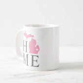 Michigan Zuhause Pink und Grau City Heart Kaffeetasse (Vorderseite Links)