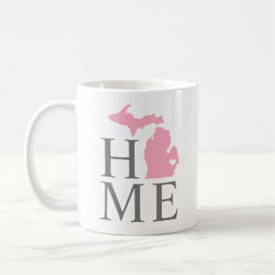 Michigan Zuhause Pink und Grau City Heart Kaffeetasse