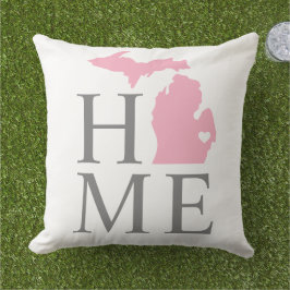 Michigan Zuhause Pink und Grau City Heart Kissen