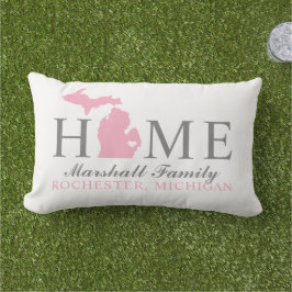 Michigan Zuhause Pink und Grau Custom Family Monog Kissen Für Draußen