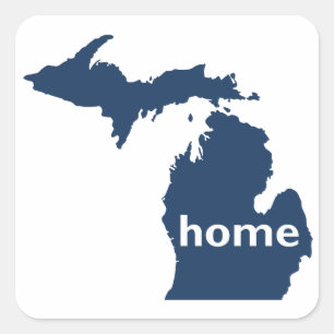Michigan Zuhause Quadratischer Aufkleber